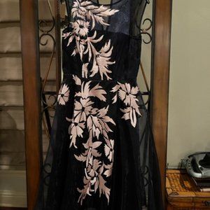 Navy and Blush Sheer fabric cocktail or wedding dress Katherine Kelly size 6